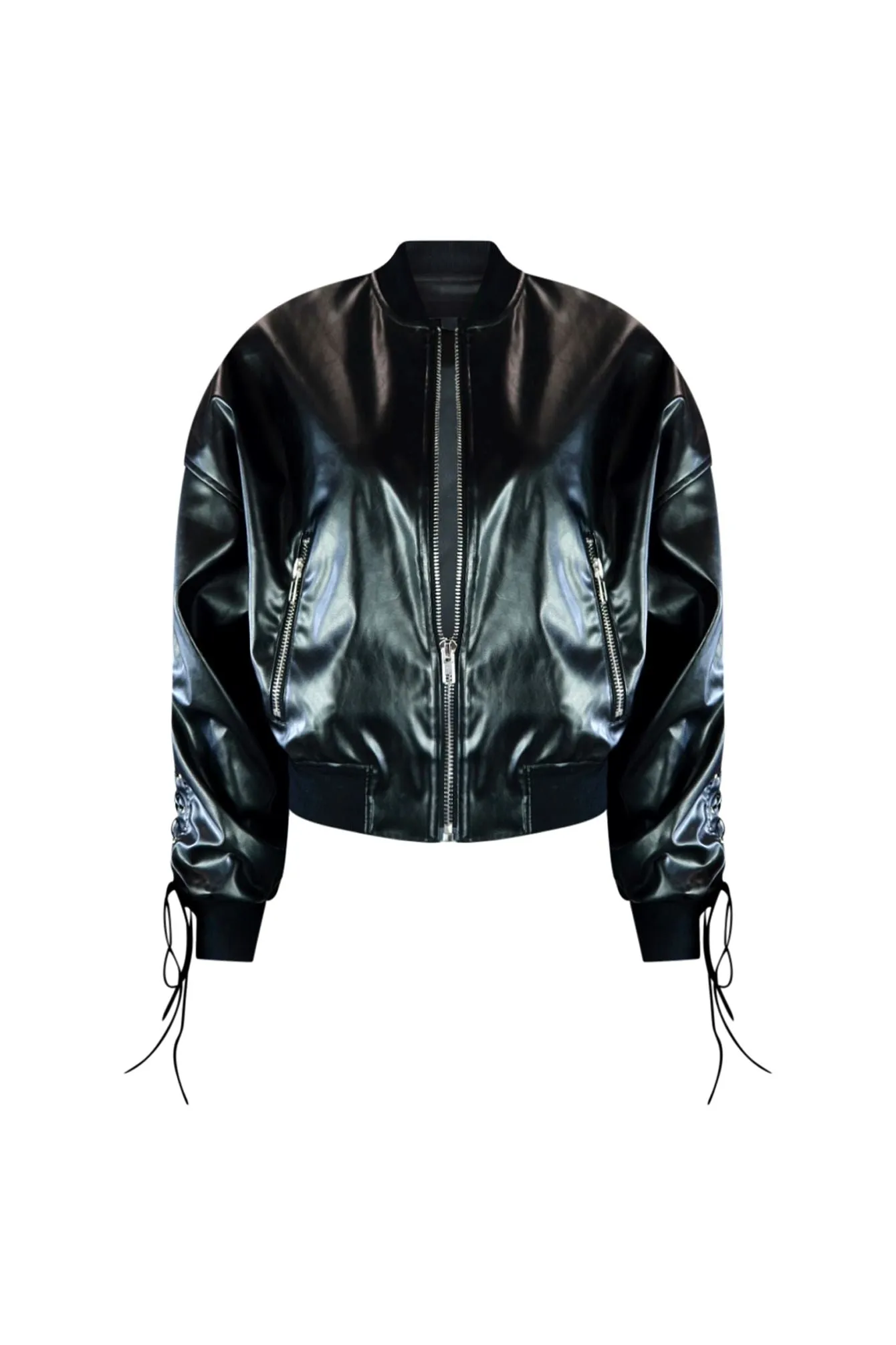 Heartbeat Faux Leather Bomber Jacket