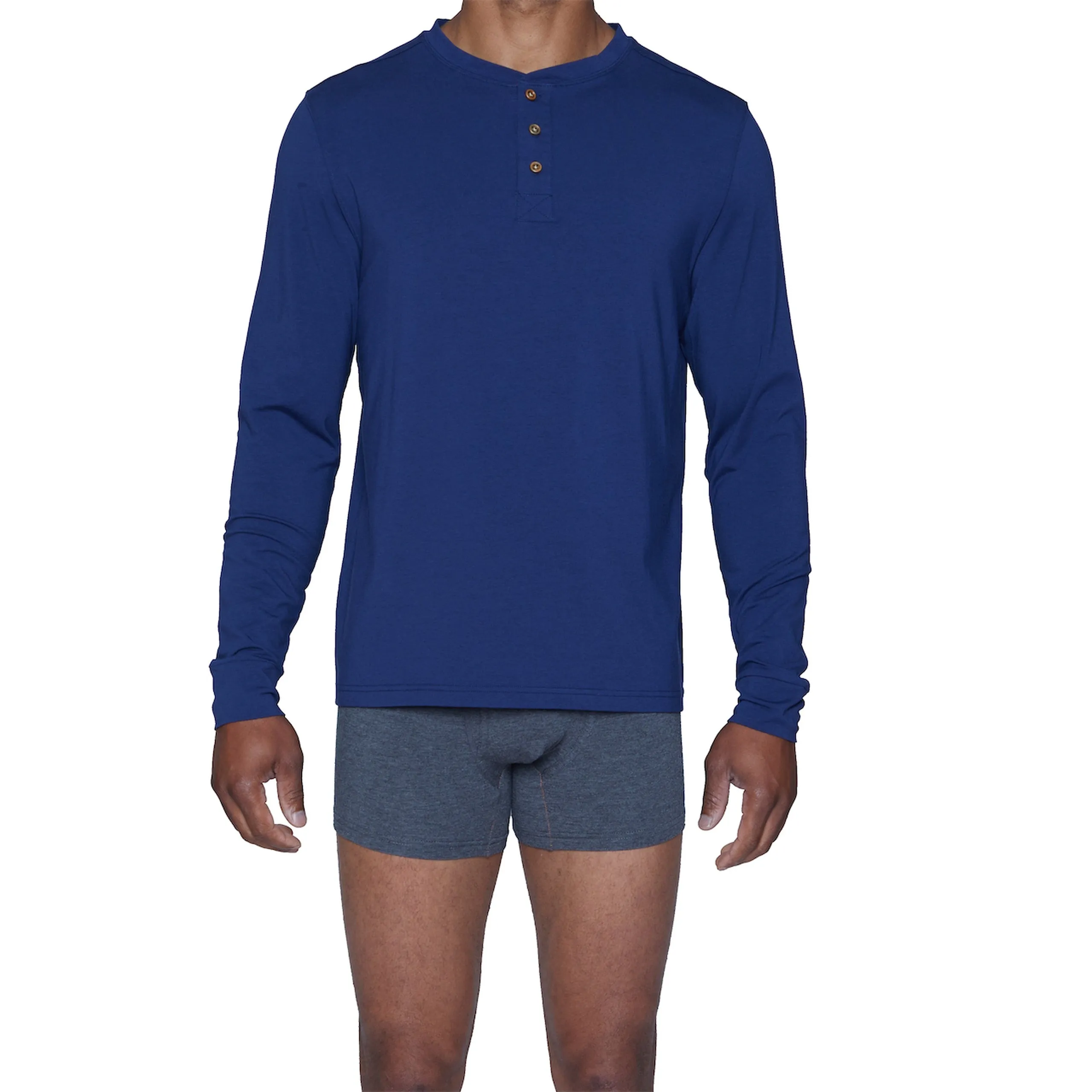 Henley Lounge Shirt in Deep Space Blue by Wood Underwear