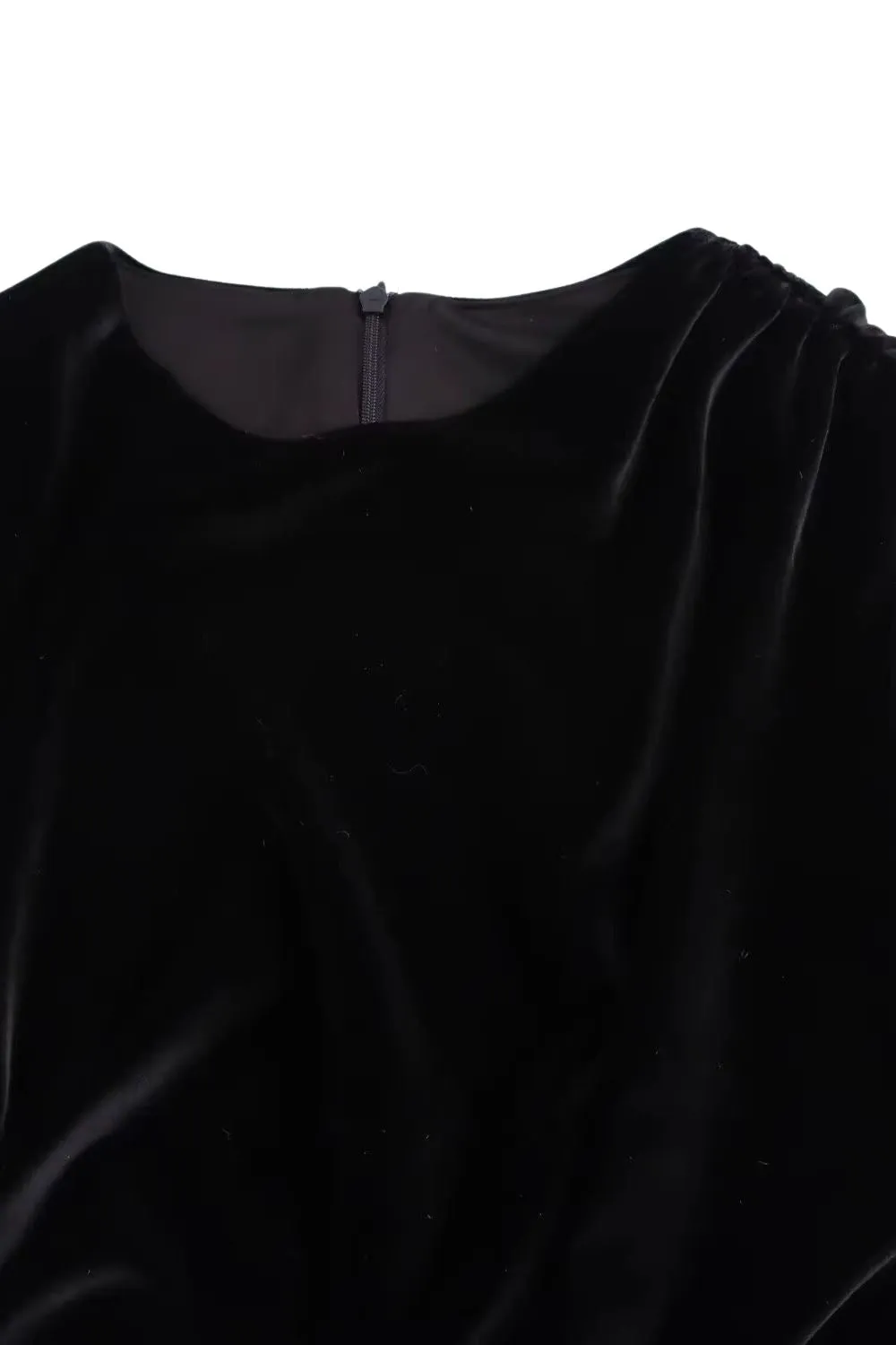 ‘Lucy’  Slim-Fit Minimalist Velvet Pleated Dress