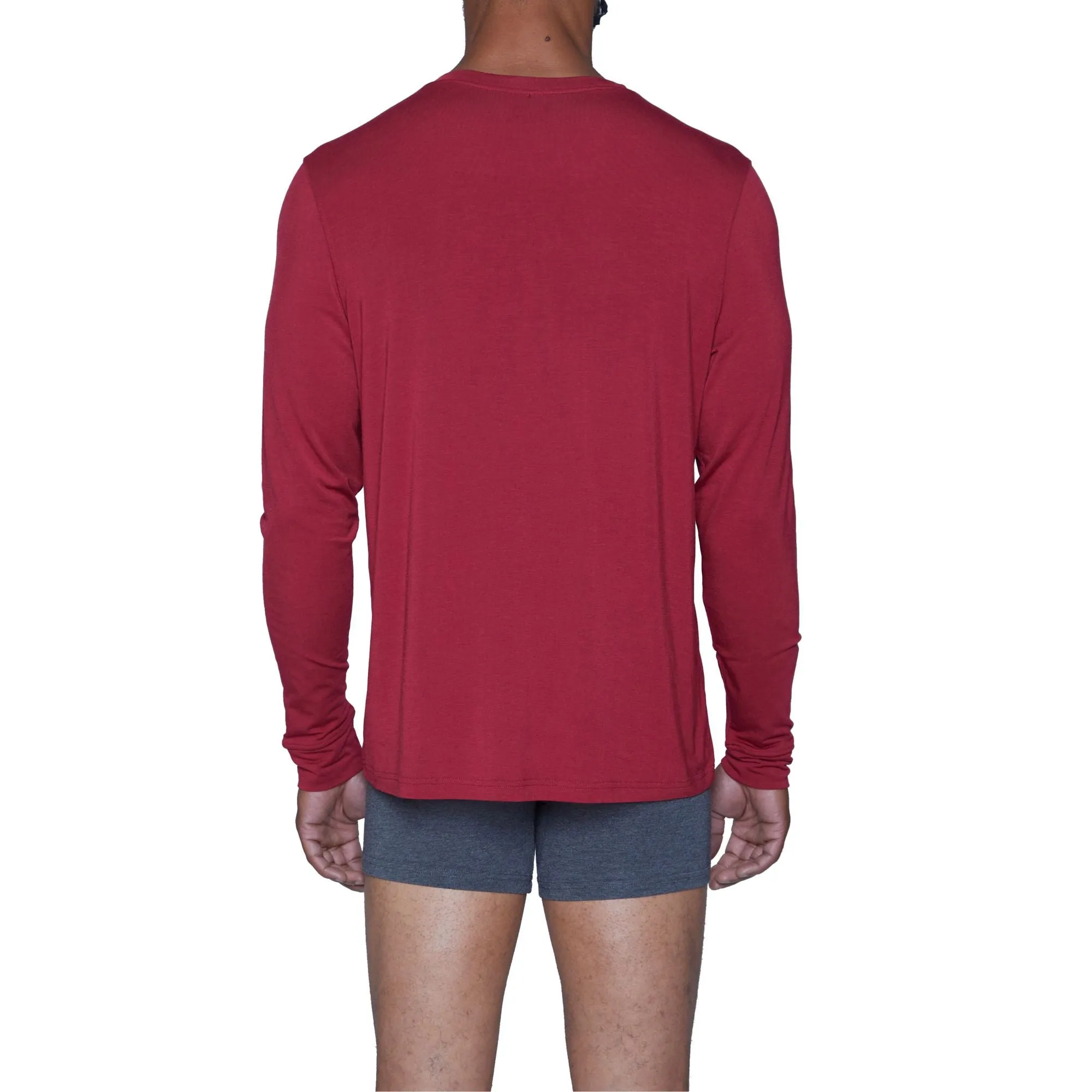 LUXE Cashmere Blend Henley Lounge Shirt in Burgundy by Wood Underwear