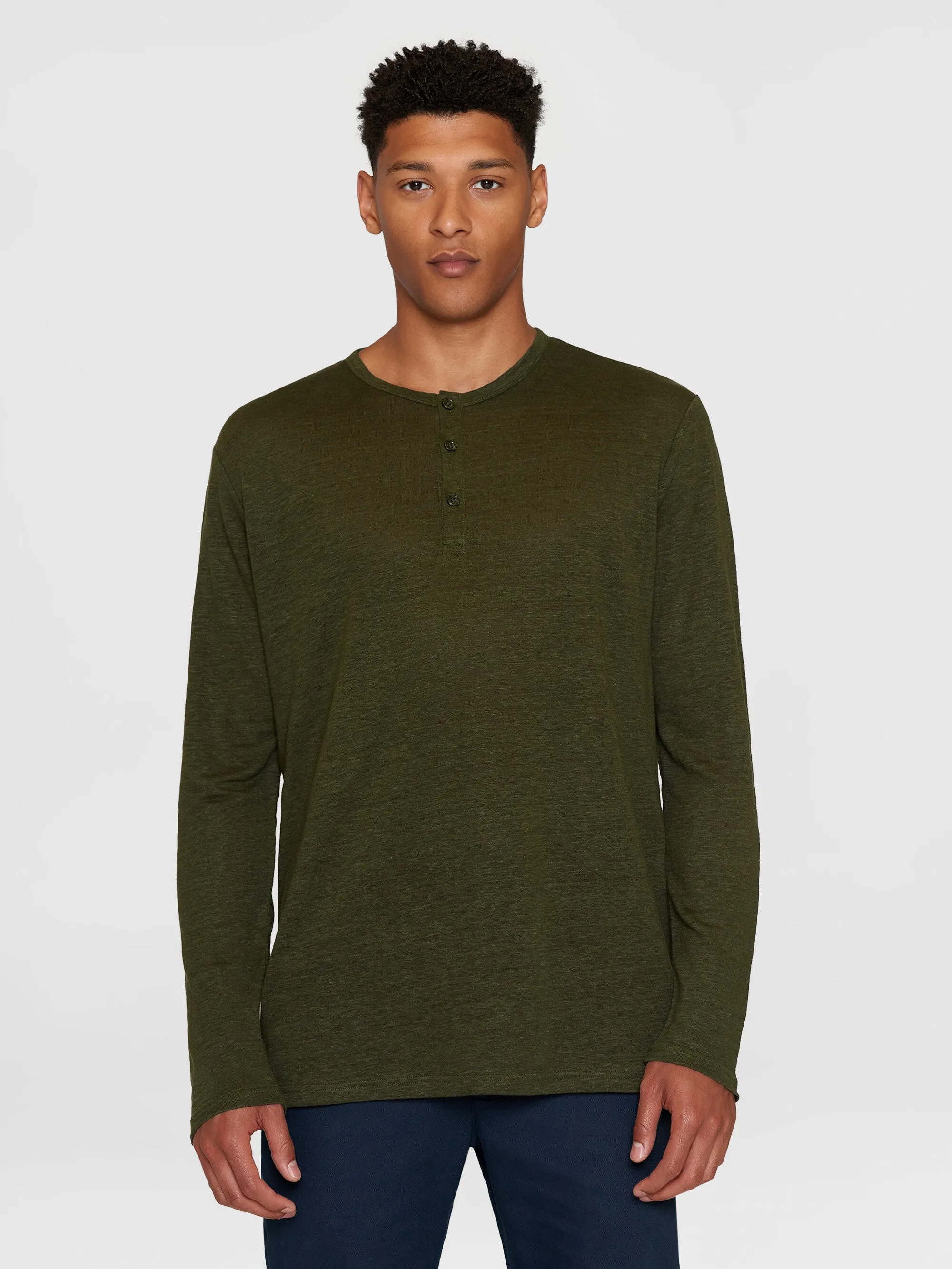 Regular linen henley - GOTS/Vegan - Forrest Night