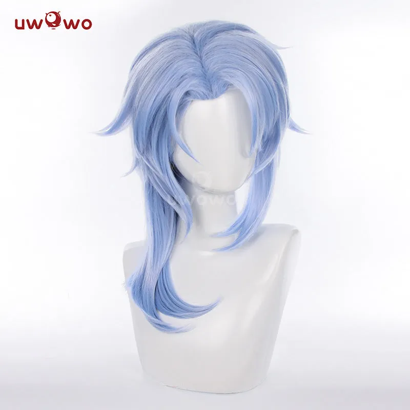 Uwowo Genshin Impact Kamisato Ayato Male Cosplay Inazuma Costume Wig 45CM Blue Wig