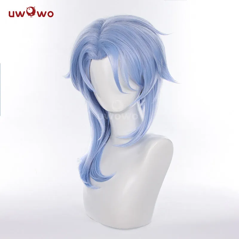 Uwowo Genshin Impact Kamisato Ayato Male Cosplay Inazuma Costume Wig 45CM Blue Wig